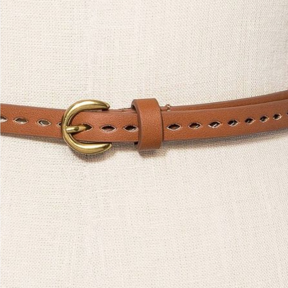 Dark Tan Women’s Skinny Belt - Picture 2 of 5